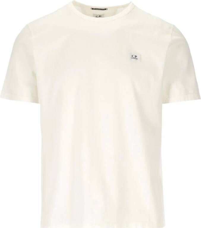 C.P. Company Geborduurd Logo Patch Cream T-Shirt White Heren