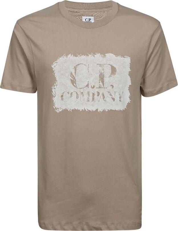 C.P. Company Klassiek Logo Print T-shirt Beige Heren