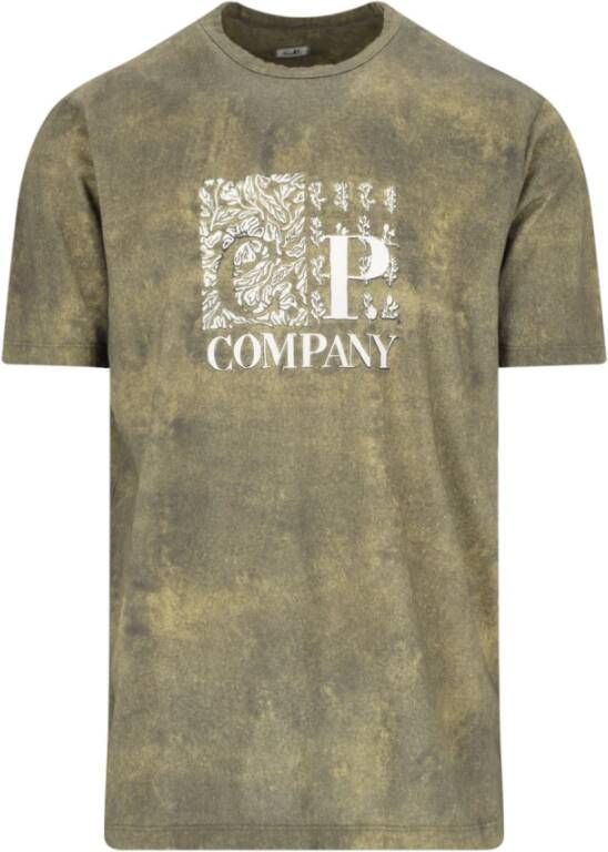 C.P. Company Groene Grafische T-shirt met Bloemenprint Green Heren