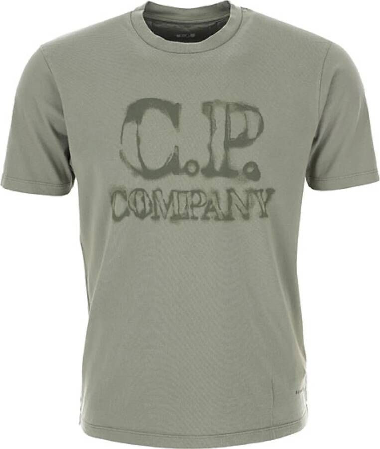 C.P. Company Khaki Kleur Ronde Hals T-Shirt voor Heren Green Heren
