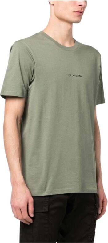C.P. Company Stijlvolle Bronzen Groene Logo T-Shirt Green Heren