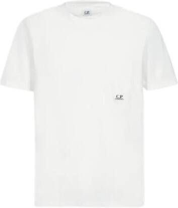 C.P. Company Katoenen Heren T-Shirt Logo Print Korte Mouw White Heren