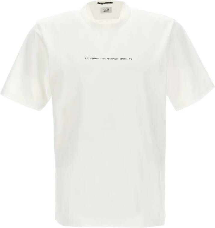 C.P. Company Metropolis Slogan-Print Katoenen T-Shirt White Heren