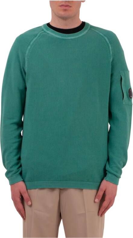 C.P. Company Aqua Groene Katoenen Pullover met Ronde Hals Green Heren