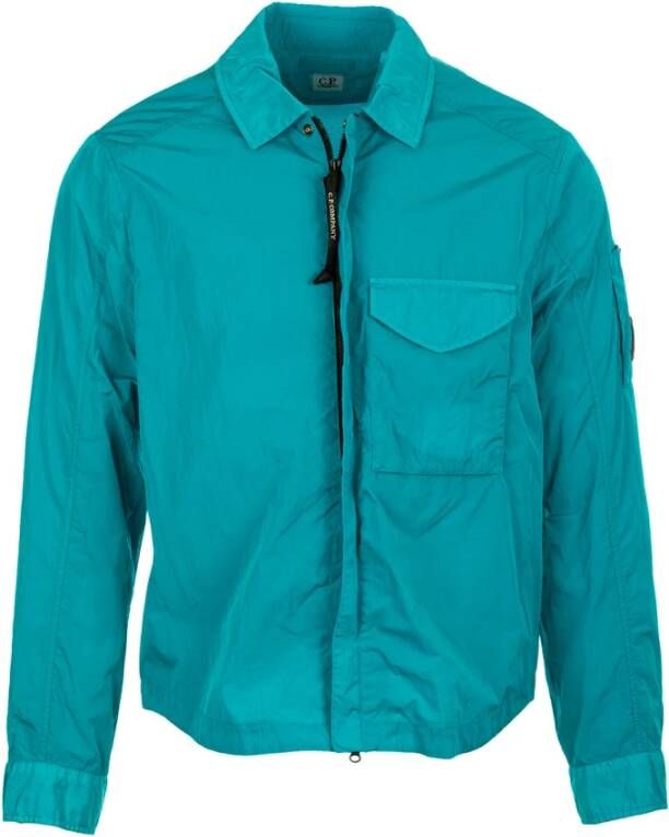 C.P. Company Turquoise Overshirt Stijlvol en Comfortabel Lichtgewicht Jack Blauw Heren