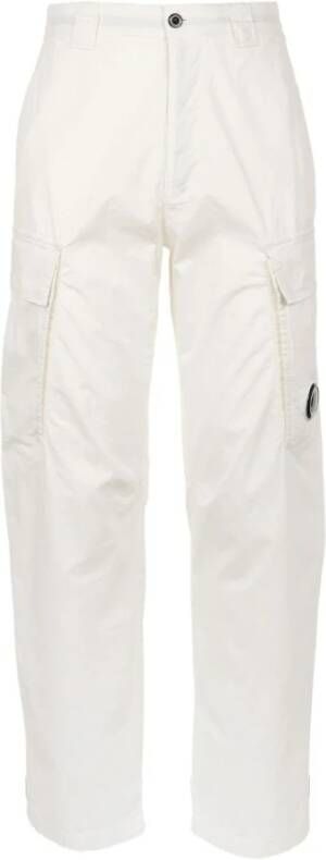 C.P. Company Twill Stretch Cargo Pants Stijlvolle Tapered Broek White Heren