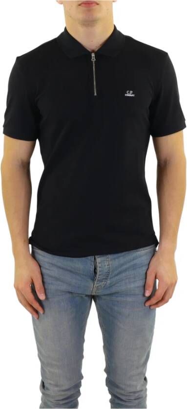 C.P. Company Upgrade je Garderobe met deze Korte Mouwen Polo Shirt Zwart Heren
