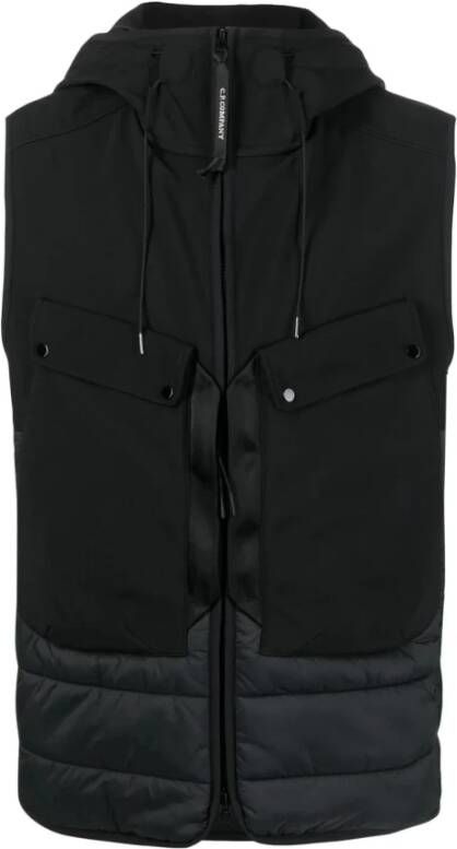 C.P. Company Zwarte Shell R Mixed Mouwloos Vest Zwart Heren