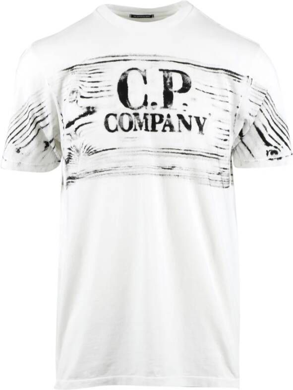 C.P. Company Wit T-shirt met ronde hals en contrastlogo White Heren