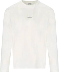 C.P. Company Witte Geborstelde Jersey T-Shirt met Logo Wit Heren