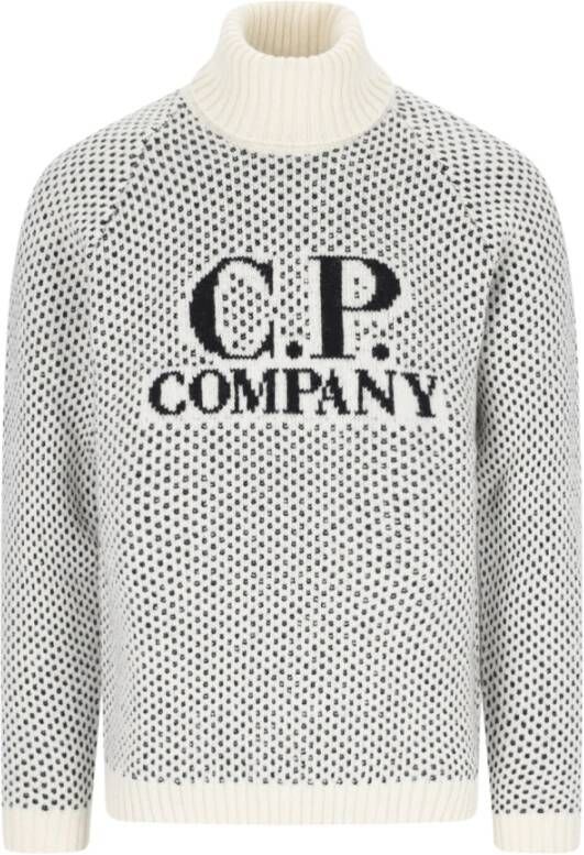C.P. Company Witte Coltrui met Logo Borduursel White Heren