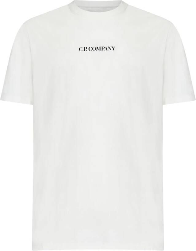 C.P. Company Witte T-shirts en Polos met Contrasterende Logo Print White Heren