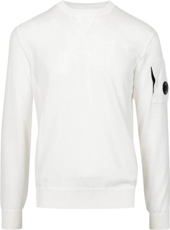 C.P. Company Katoenen trui met geverfde afwerking en lensdetail White Heren