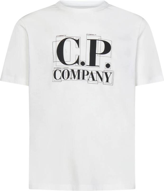 C.P. Company Witte Upgrade Katoenen T-shirt met Logo Print White Heren