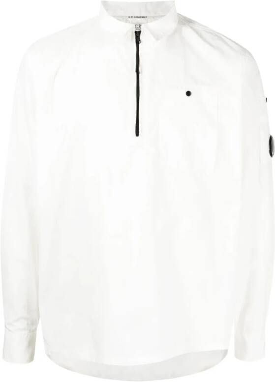C.P. Company Zip Mercerized Katoenen Shirt White Heren