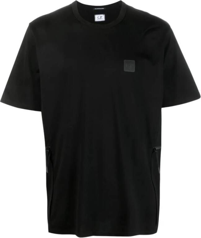 C.P. Company Zwart T-shirt met Logo Patch en Crew Neck Black Heren
