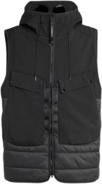 C.P. Company Zwarte Shell R Mixed Mouwloos Vest Zwart Heren