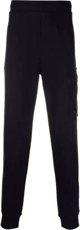 C.P. Company Luxe zwarte fleece sweatpants met diagonale textuur Black Heren