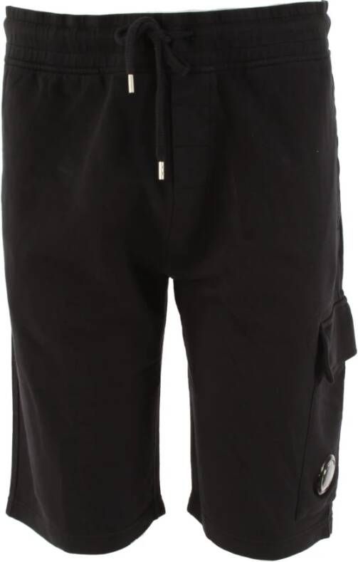 C.P. Company Zwarte Lange Katoenen Shorts met Elastische Taille Zwart Heren
