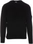 C.P. Company Zwarte Crew-neck Sweater met Geribbeld Werk en Lenscompartiment Black Heren - Thumbnail 1