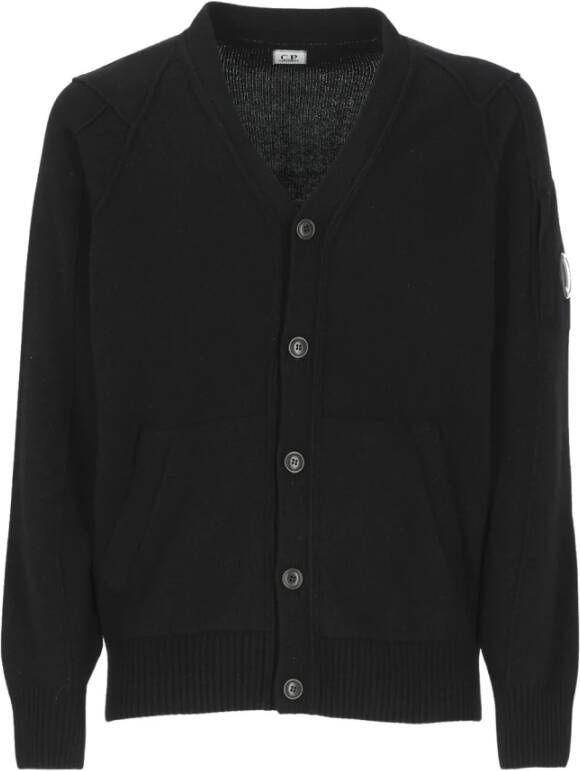 C.P. Company Zwarte Gebreide Wol Cardigan voor Heren Zwart Heren