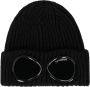 C.P. Company Zwarte geribbelde gebreide muts met Goggle-detail Black Heren - Thumbnail 1