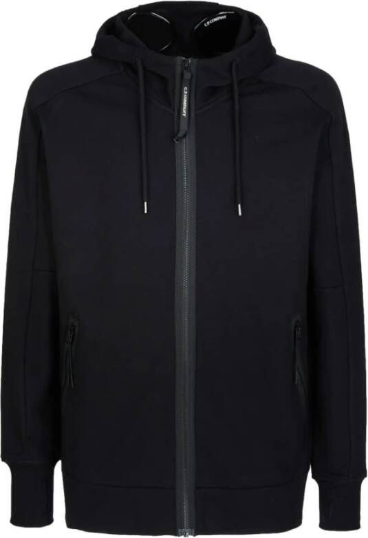 C.P. Company Diagonaal verhoogde fleece goggle hoodie Zwart Heren