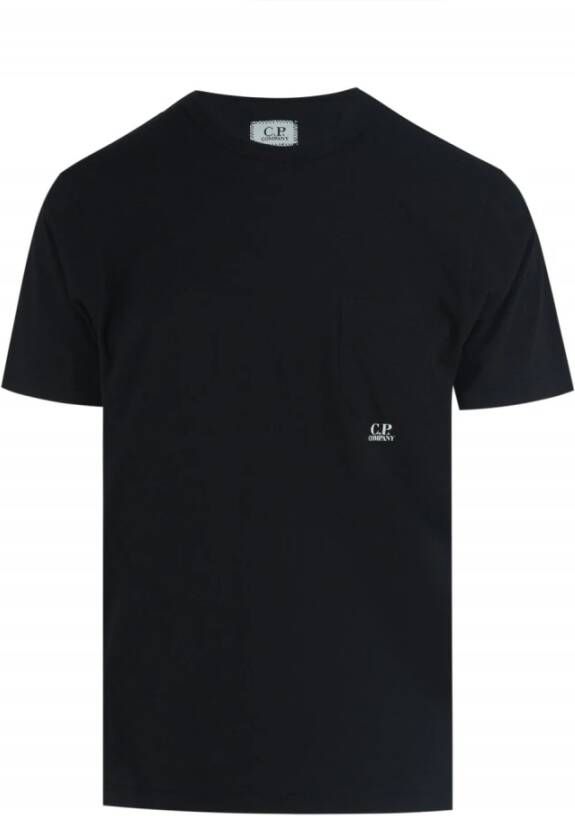 C.P. Company Zwarte Jersey T-Shirt met Zak voor Moderne Man Zwart Heren