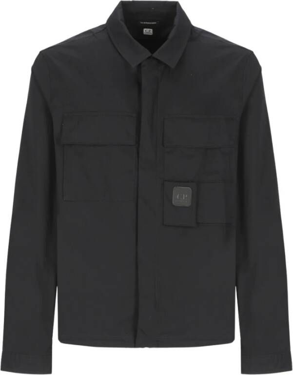 C.P. Company Zwarte Katoenen Overhemd met Rits en Drukknopen Zwart Heren