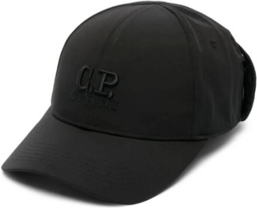 C.P. Company Zwarte nylon baseballpet met logo en bril Black Heren