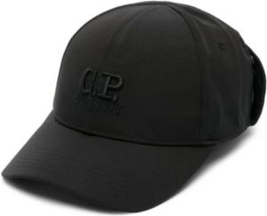 C.P. Company Zwarte nylon baseballpet met logo en bril Zwart Heren