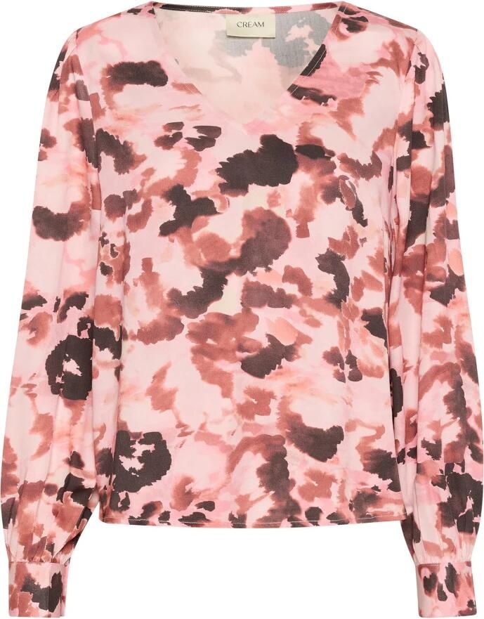 Cream Abstract Print Blouse Blurred Rose Pink Dames - Foto 3