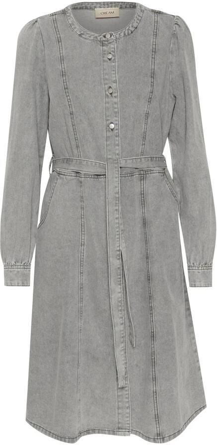 Cream Denim Jurk met Lange Mouwen en Riem Blue Dames