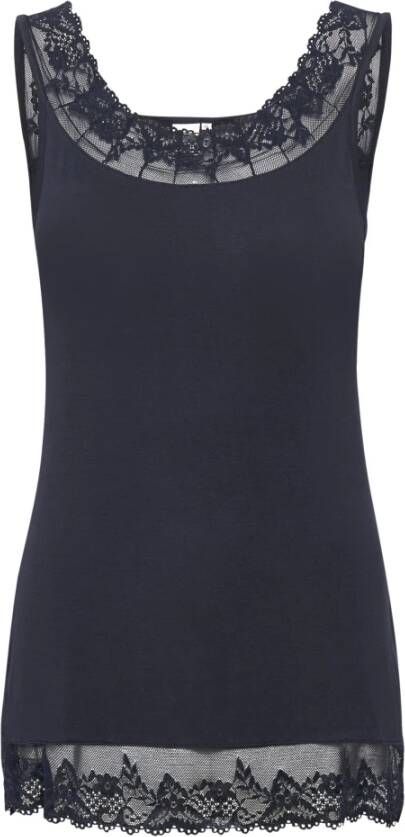 Cream Sleeveless Tops Blue Dames