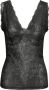 Cream Glaze Long Top Zwart Dames - Thumbnail 1