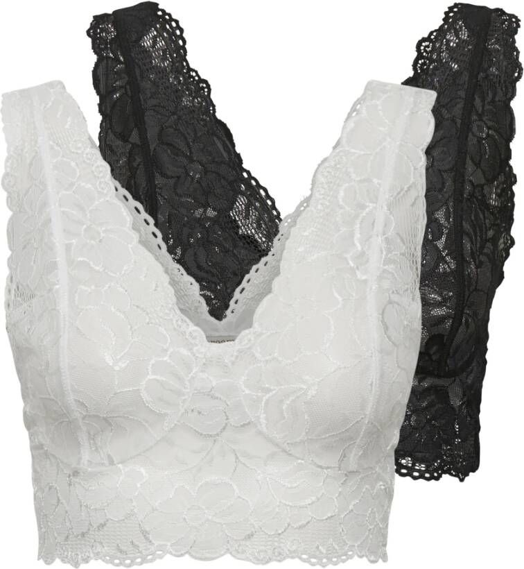 Cream Kanten Top 2 Pack Zwart-Wit Black Dames