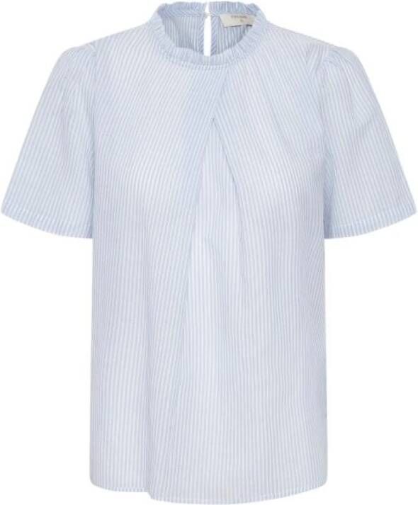 Cream Blauwe Ruches Blouse Katinkacr Stijl Blue Dames