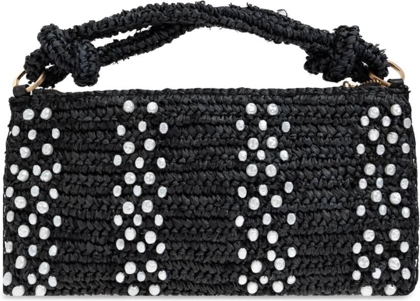 Cult Gaia Hobo bags Hera Nano Shoulder Bag Raffia Black in zwart - Foto 7