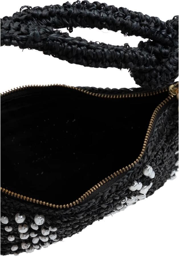 Cult Gaia Hobo bags Hera Nano Shoulder Bag Raffia Black in zwart - Foto 4