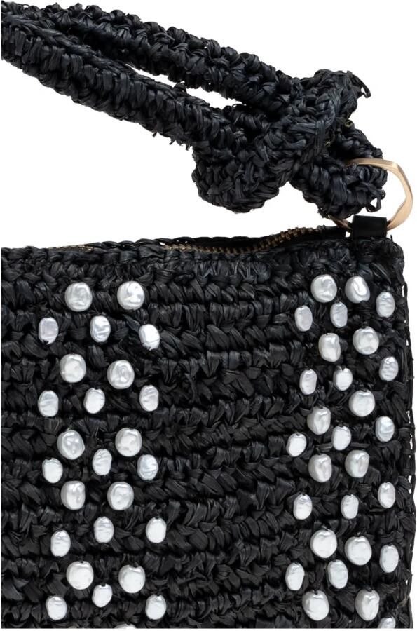 Cult Gaia Hobo bags Hera Nano Shoulder Bag Raffia Black in zwart - Foto 6
