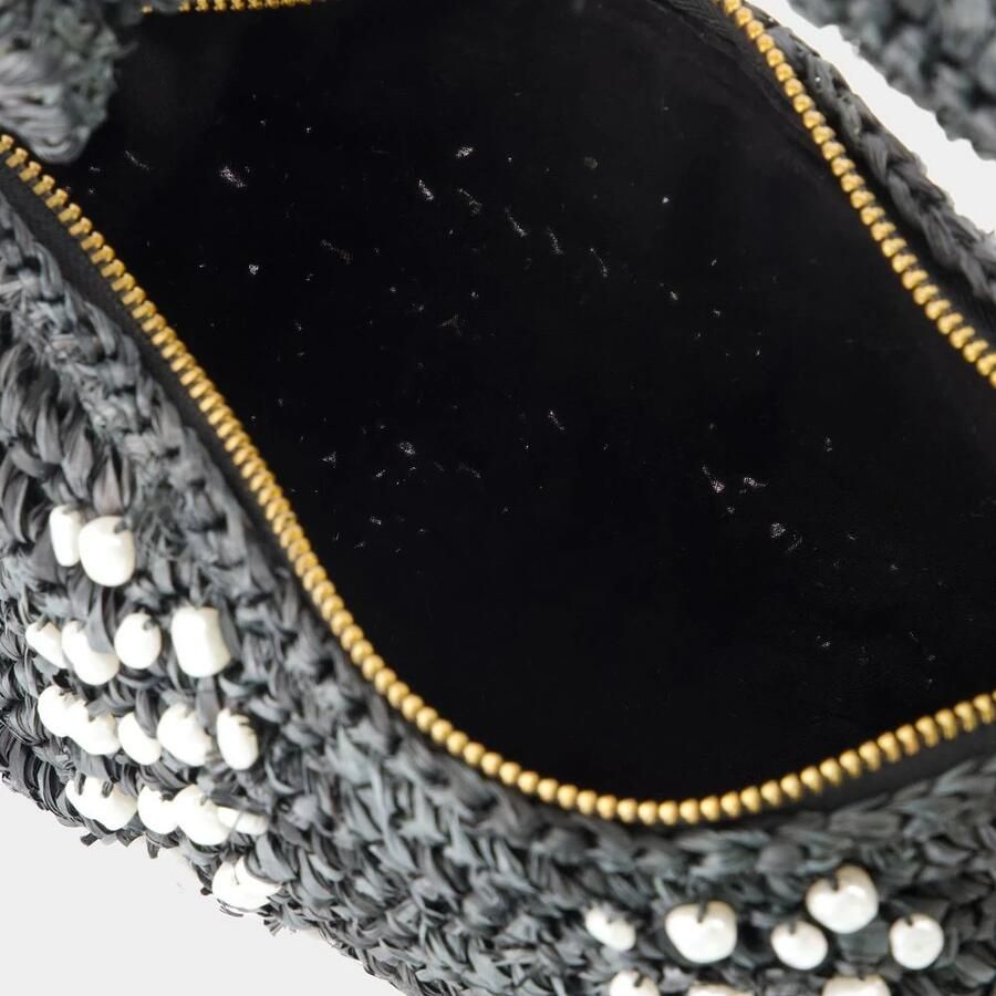 Cult Gaia Hobo bags Hera Nano Shoulder Bag Raffia Black in zwart - Foto 2