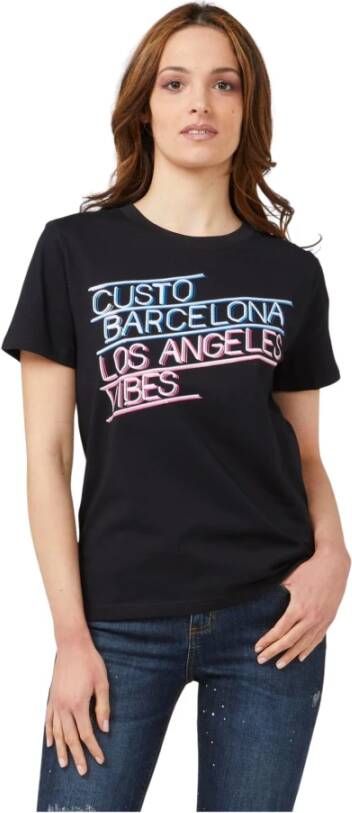 Custo Barcelona Black Cotton Tops & T-Shirt Zwart Dames