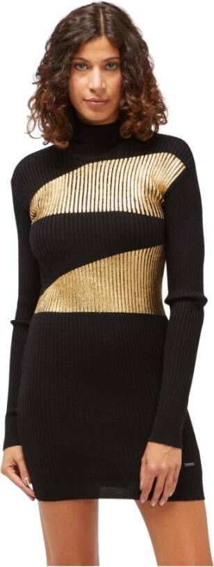 Custo Barcelona Gebreide Trui met Lange Mouwen en Gelamineerd Effect Black Dames