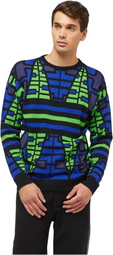 Custo Barcelona Blue Cotton Sweater Blauw Heren