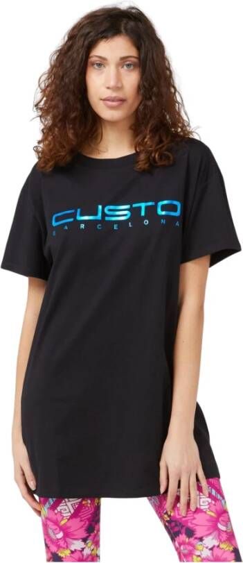 Custo Barcelona Blauw Katoen Oversized T-shirt Front Print Blue Dames