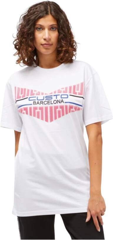 Custo Barcelona Witte Katoenen Oversized T-shirt Front Print White Dames