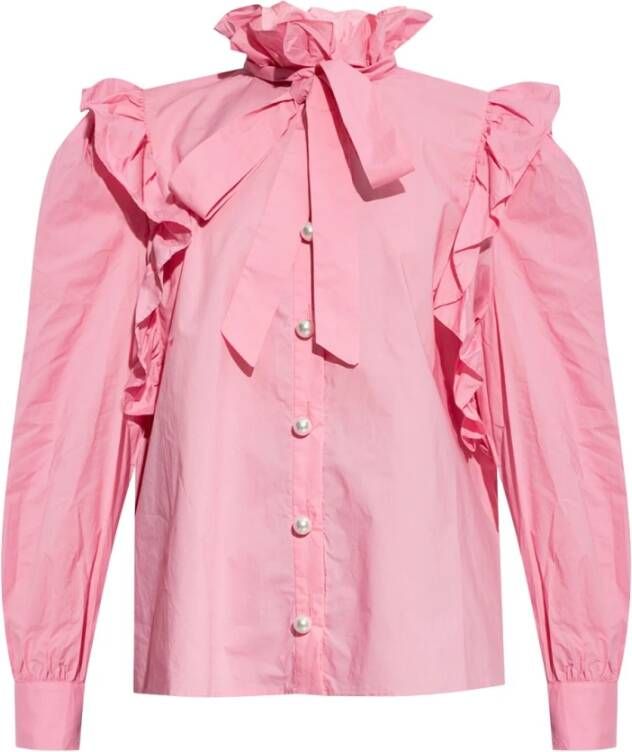 Custommade Denja Ruffle Detail Shirt Pink Dames