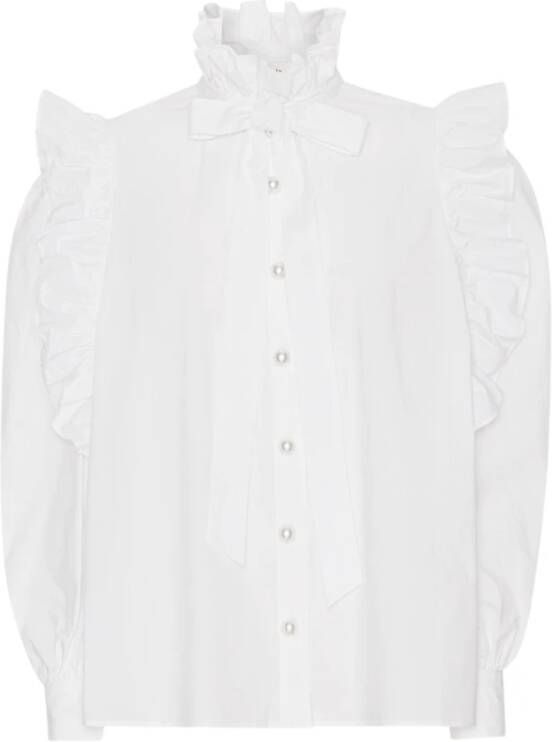 Custommade Stijlvolle Biologisch Katoenen Overhemd met Ruchedetails White Dames
