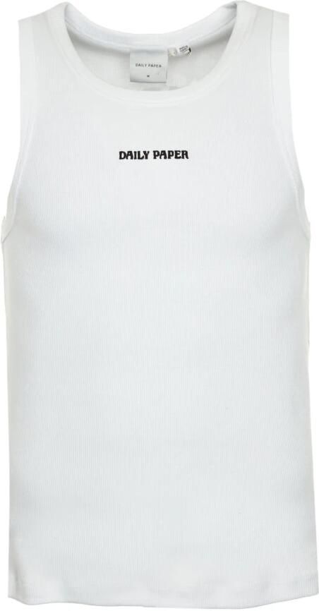 Daily Paper Geribbelde tanktop met geborduurd logo White Heren - Foto 1