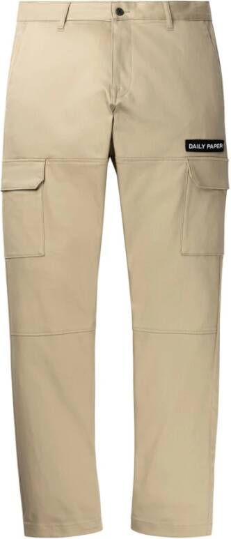 Daily Paper Beige Twill Ecargo Broek met Patch Logo Beige Heren Kledingwinkel